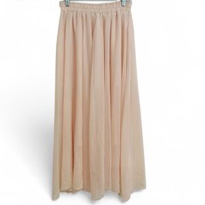 CRISTINALOVE BLUSH CHIFFON ELASTIC WAIST MIDI BOHO SKIRT SIZE LARGE